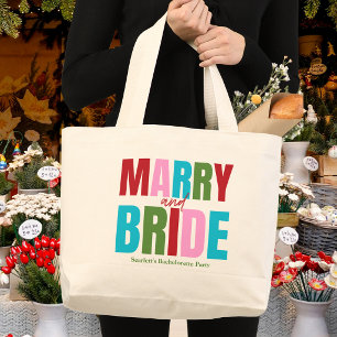 Winter Merry & Bride Squad Bachelorette Large Tote Bag