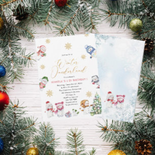 Winter Merry Christmas Snowman Watercolor Baby Sho Invitation