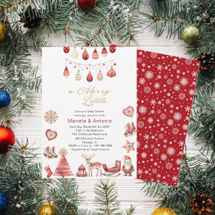 Winter Merry Christmas Watercolor Baby Shower pare Invitation