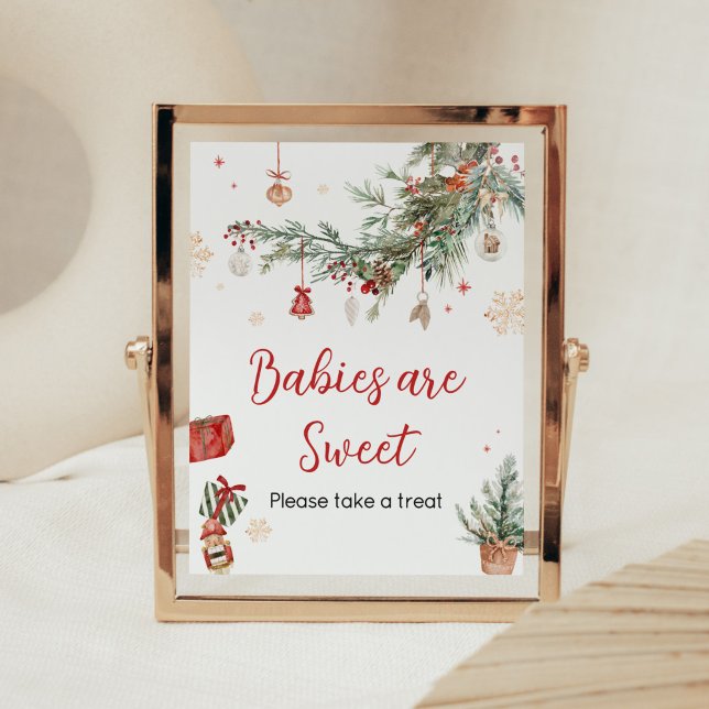 Winter Merry Little Christmas Babies are Sweet Poster (Merry Little Winter Christmas Baby Shower Babies are Sweet Sign)