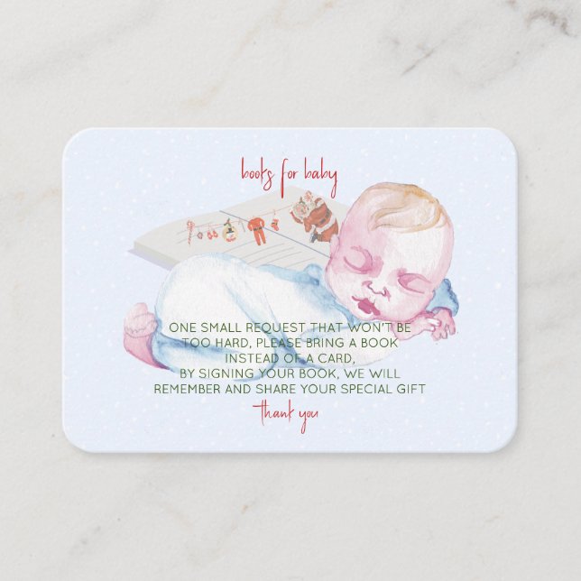Winter Merry Little Christmas Baby Shower Books Enclosure Card (Front)