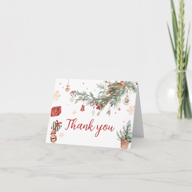 Winter Merry Little Christmas Baby Shower Thank You Card (Front)