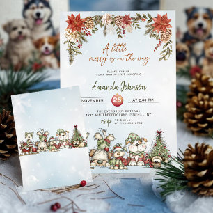 Winter Merry Puppy Baby Shower Invitation