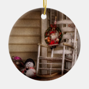 Winter - Metuchen, NJ - Waiting for Santa Ceramic Tree Decoration
