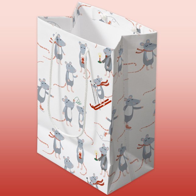 Winter Mice Holiday Medium Gift Bag (Creator Uploaded)