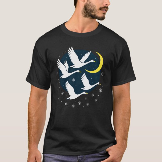Winter Migration - Midnight Swans T-Shirt (Front)