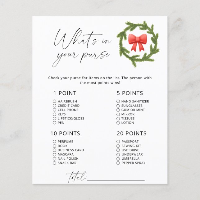 Winter Minimalism game What's in your purse (Front)