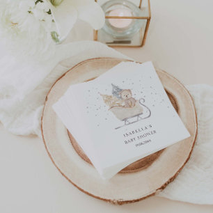 Winter Minimalist Bear Sleigh Baby Shower Napkin