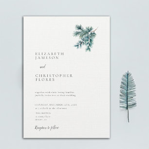 Winter Minimalist Pine Botanical Elegant Wedding Invitation