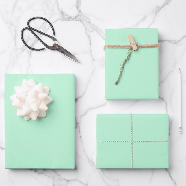 Winter Mint Solid Colour Wrapping Paper Sheet (Front)