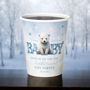 Winter Modern Bearly Wait Baby Shower Paper Cups