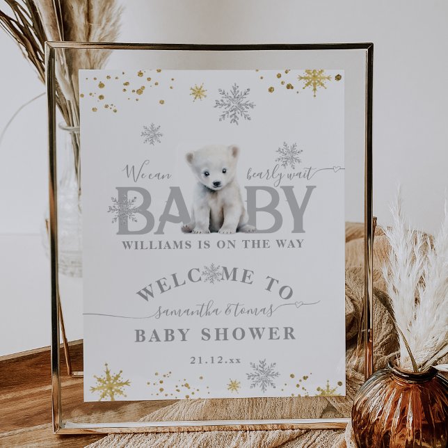 Winter Modern Bearly Wait Baby Shower Welcome Poster (Creator Uploaded)