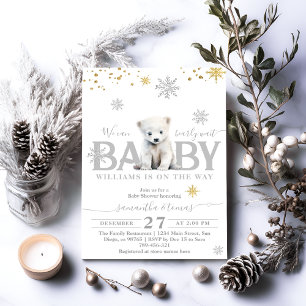 Winter Modern Bearly Wait Neutral Baby Shower Invitation