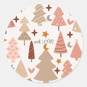 Winter Modern Boho Christmas Classic Round Sticker