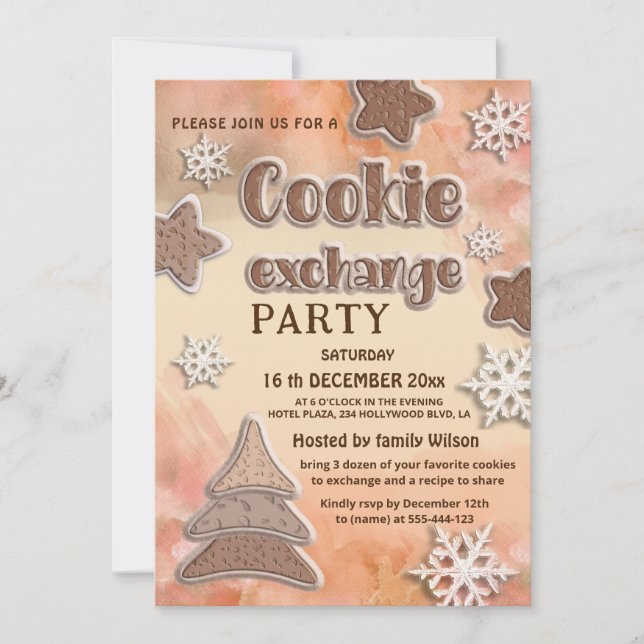 Winter modern cookie exchange party invitation (Front)