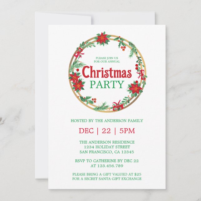 Winter Modern Elegant Christmas Party Invitation (Front)