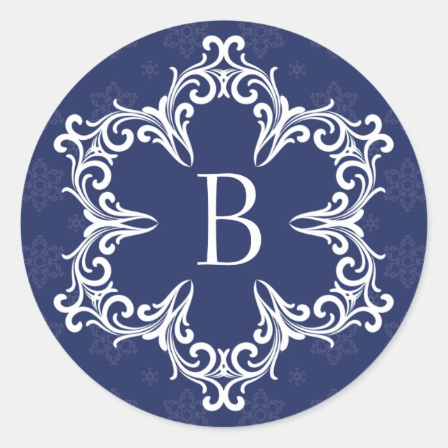 Winter Monogram B Sticker in Navy (Front)