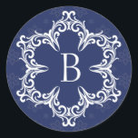Winter Monogram B Sticker in Navy<br><div class="desc">Winter Monogram B Sticker in Navy Blue</div>