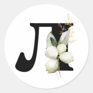winter MONOGRAM Bulgarian Cyrillic alphabet Class Classic Round Sticker