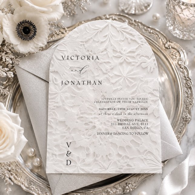 Winter Monogram White Wedding Invitation (Creator Uploaded)