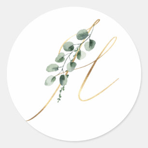 winter monogram xmas  classic round sticker