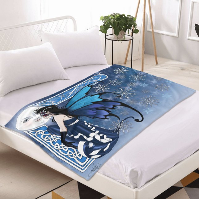 Winter Moon Fairy Blue Fleece Blanket (Creator Uploaded)