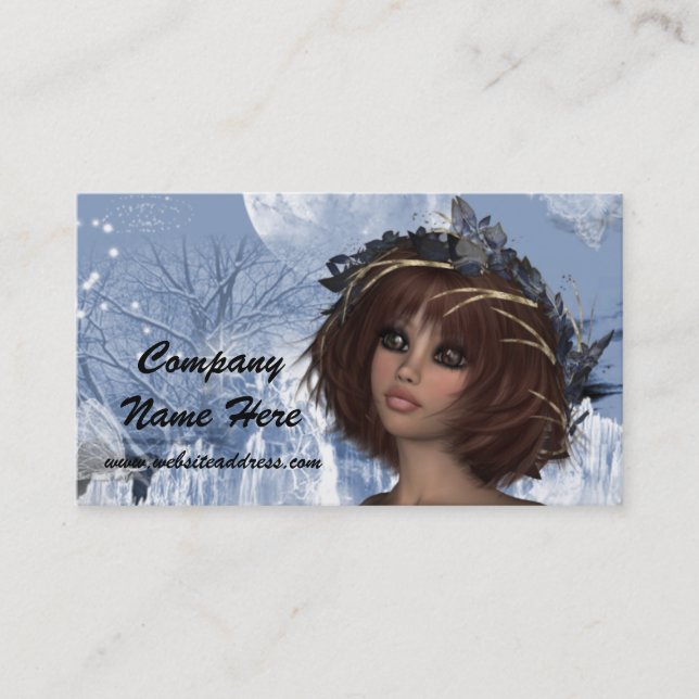 Winter Moon Fantasy Woman Business Card (Front)