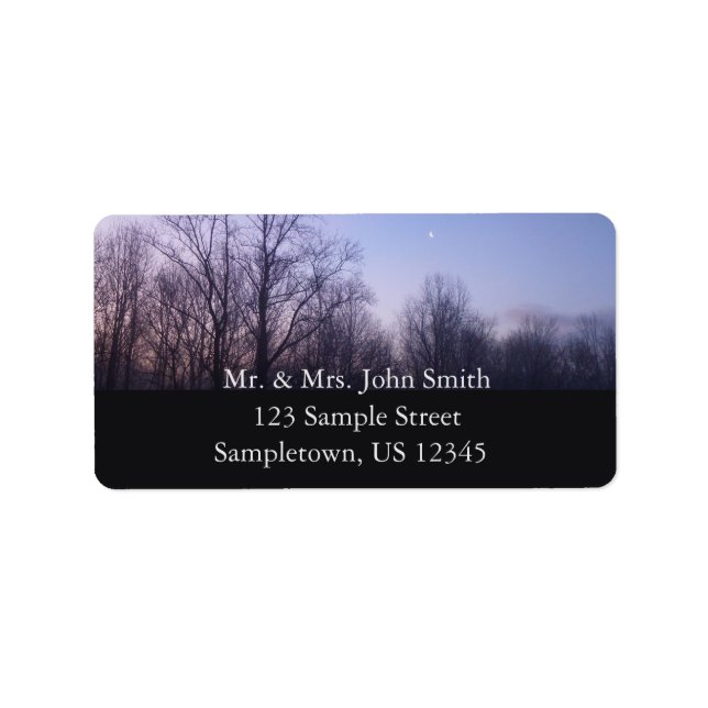 Winter Moon Morning Landscape Photography Label (Front)