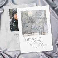 Winter Moon Peace and Joy Watercolor Photo Holiday