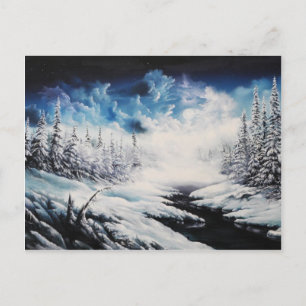 Winter Moon snow scene on customisable products Postcard