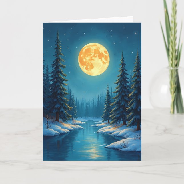 Winter Moonlit Stream Card (Front)