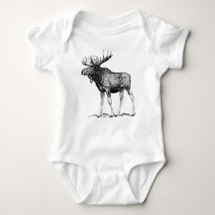 Winter Moose Baby Bodysuit