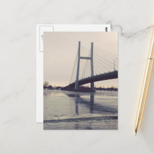 winter morning Burlington, Iowa Mississippi River Postcard