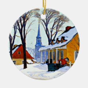 Winter Morning by Clarence Gagnon, Ceramic Ornament