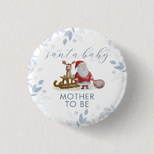 Winter Mother To Be Sleigh Santa Baby Shower  3 Cm Round Badge