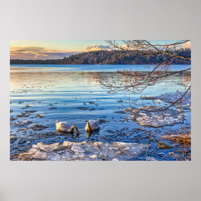 Winter Mountain 4k Wallpaper Simple Landscape Phot Poster (Front)