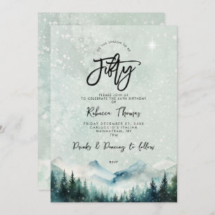 winter mountain 50th birthday invitation