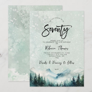 winter mountain 70th birthday invitation