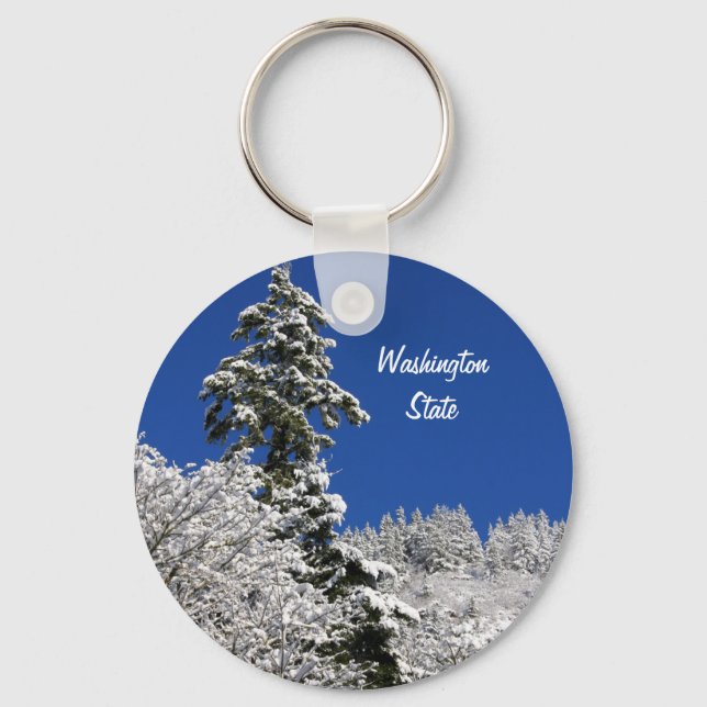 Winter Mountain Arlington Washington State Key Ring (Front)