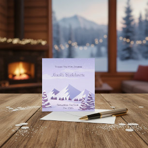 Winter Mountain Bachelorette Personalised Square  Thank You Card