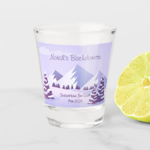 Winter Mountain Bachelorette Personalized Shot Glass