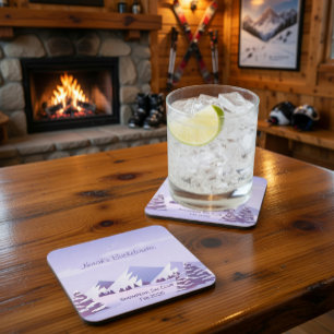 Winter Mountain Bachelorette Weekend Custom Coaster
