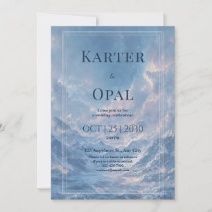 Winter Mountain Blue Sky Surreal Wedding Invitation