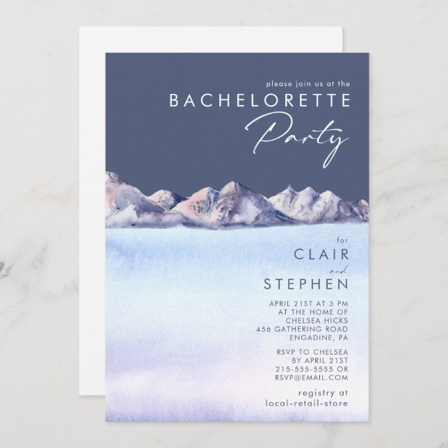 Winter Mountain Evening Bachelorette Party Invitation (Front/Back)