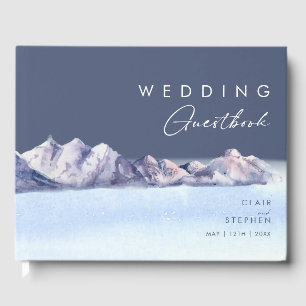 Winter Mountain Evening Wedding Guest Book