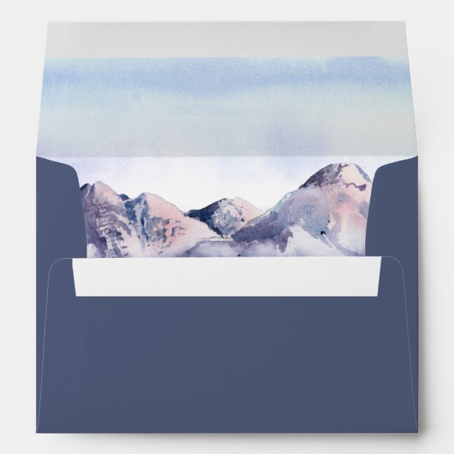 Winter Mountain Evening Wedding Invitation Envelope (Back (Bottom))