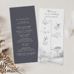 Winter Mountain Forest Timeline Wedding  Program<br><div class="desc">This winter mountain forest timeline wedding program is perfect for a destination wedding. The design features a hand-painted forest on hills and mountains in an idyllic winter scene.</div>