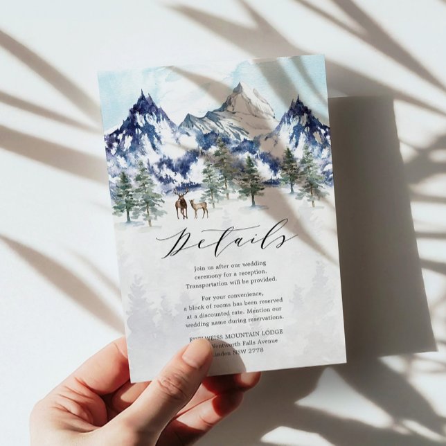 Winter Mountain Forest Wedding Details Enclosure Card (Creator Uploaded)