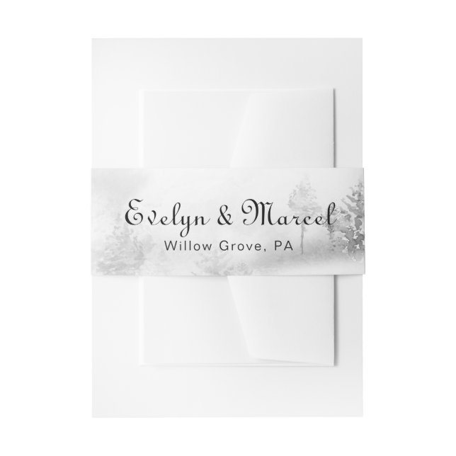 Winter Mountain Forest Wedding  Invitation Belly Band (Front Example)