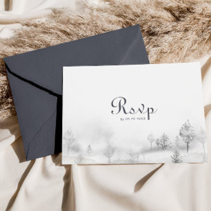 Winter Mountain Forest Wedding Menu Choice Reply Postcard